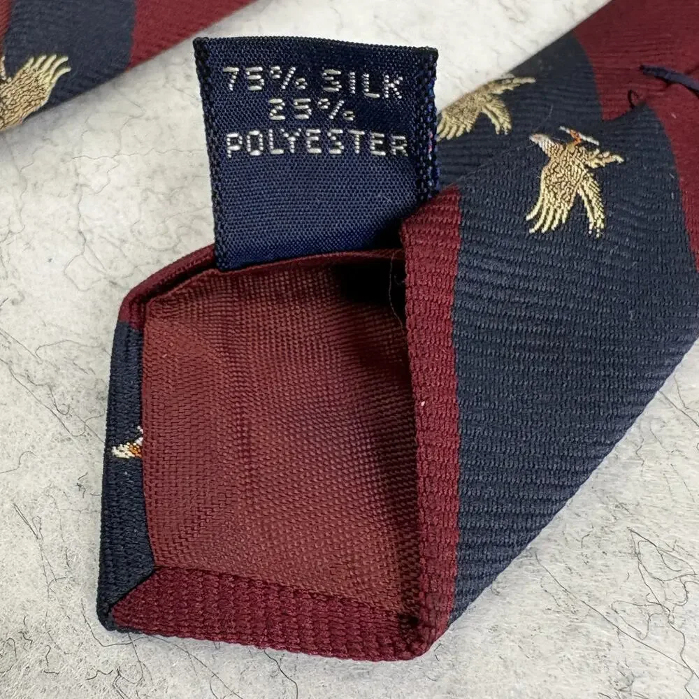 Retro Briar for Robinsons Eagle Motif Striped Silk Blend Tie 3.25